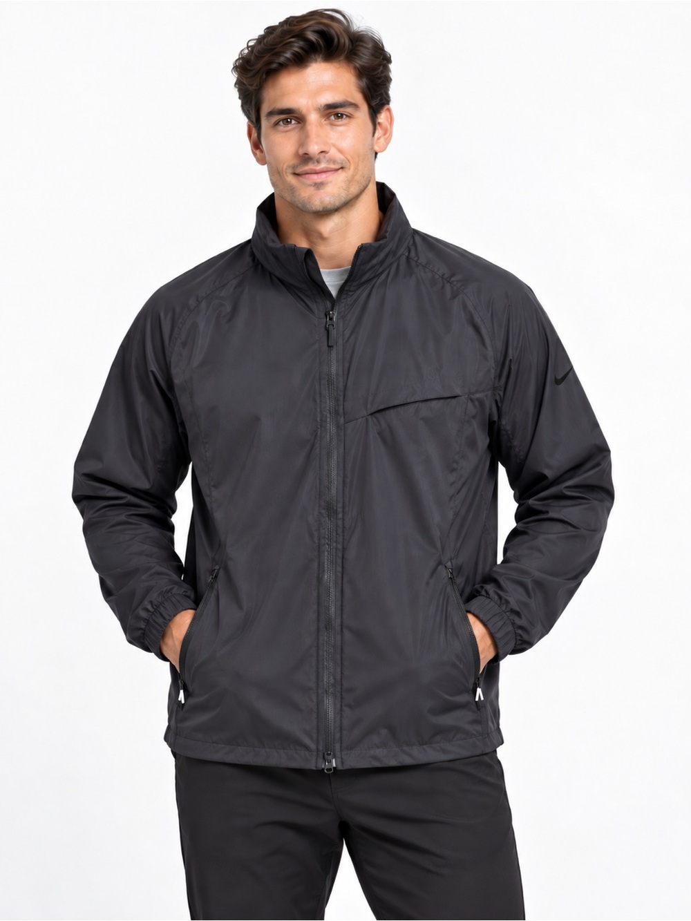 Nike Golf Shield Men’s XL Black Hooded Packable Windbreaker Jacket